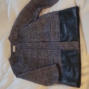 Club Monaco Collarless Jacket Leather Bottom Size Small